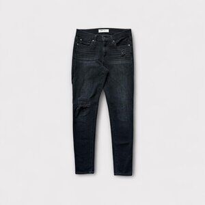 Gap 1969 Jeans Womens 27R Black True Skinny Mid Rise Distressed Stretch Denim